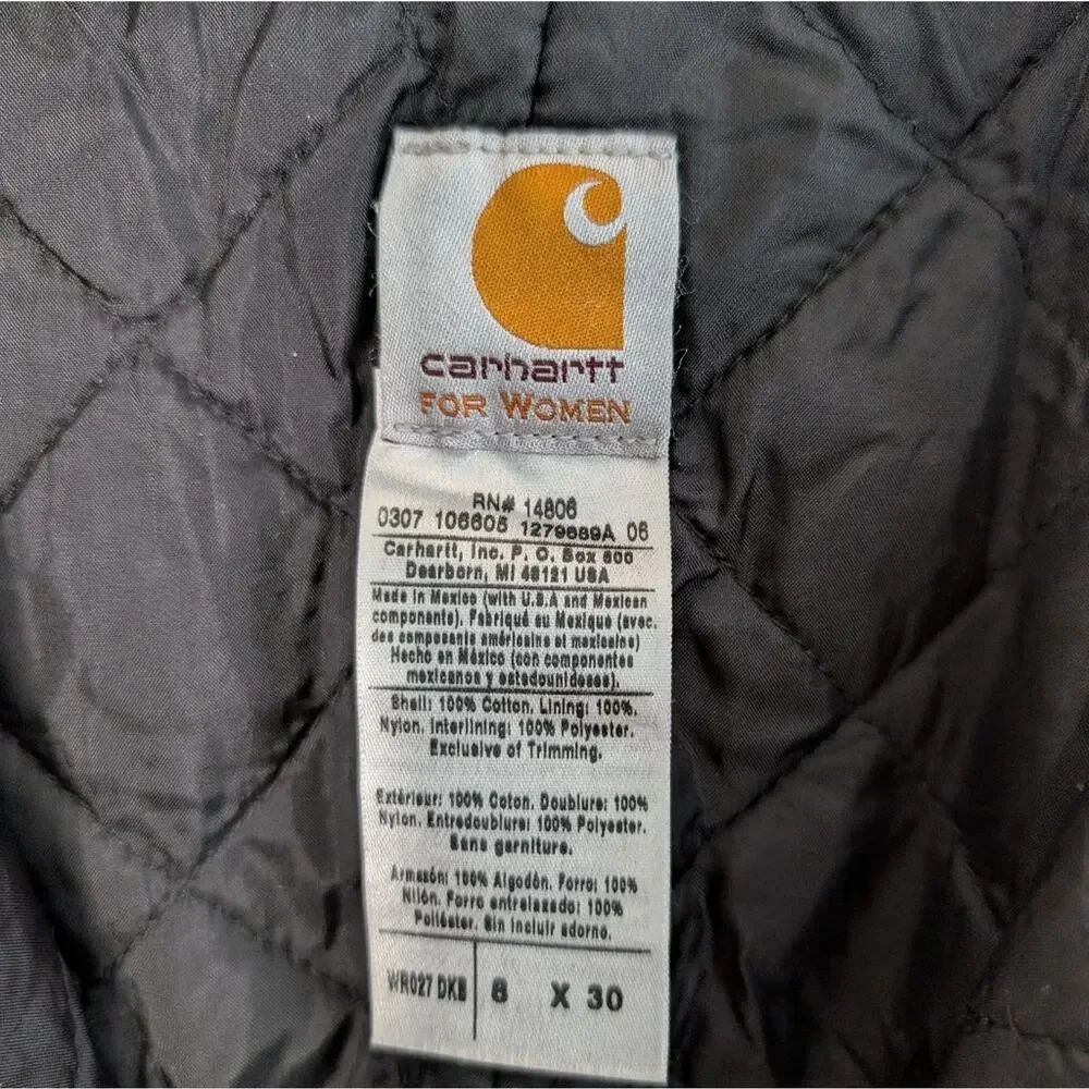 Carhartt Insulated Bib Overalls Brown Duck Canvas Size 8x30 Women - Picture 7 of 9